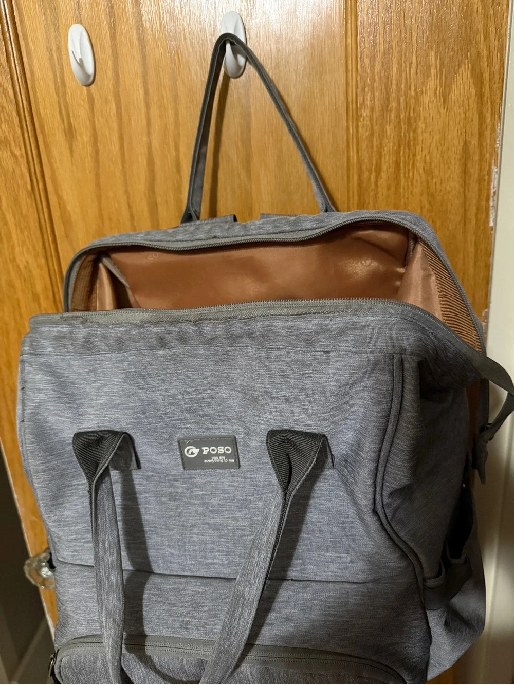 POSO Diaper Bag Backpack for Baby Care, Large Gray Tote Bags
